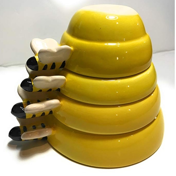 Beehive Measuring Cups Ceramic 4 Piece Yellow - Picture 2 of 5
